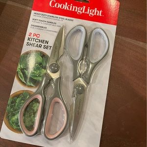 COOKING LIGHT 2-Piece Kitchen Shear Set Heavy Duty Scissor Bottle Opener NWT